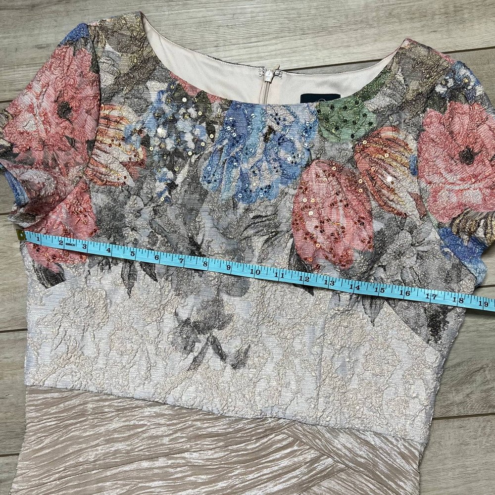 Adrianna Papell Column Gown Matelass Floral Dress Size 12 - Picture 8 of 14